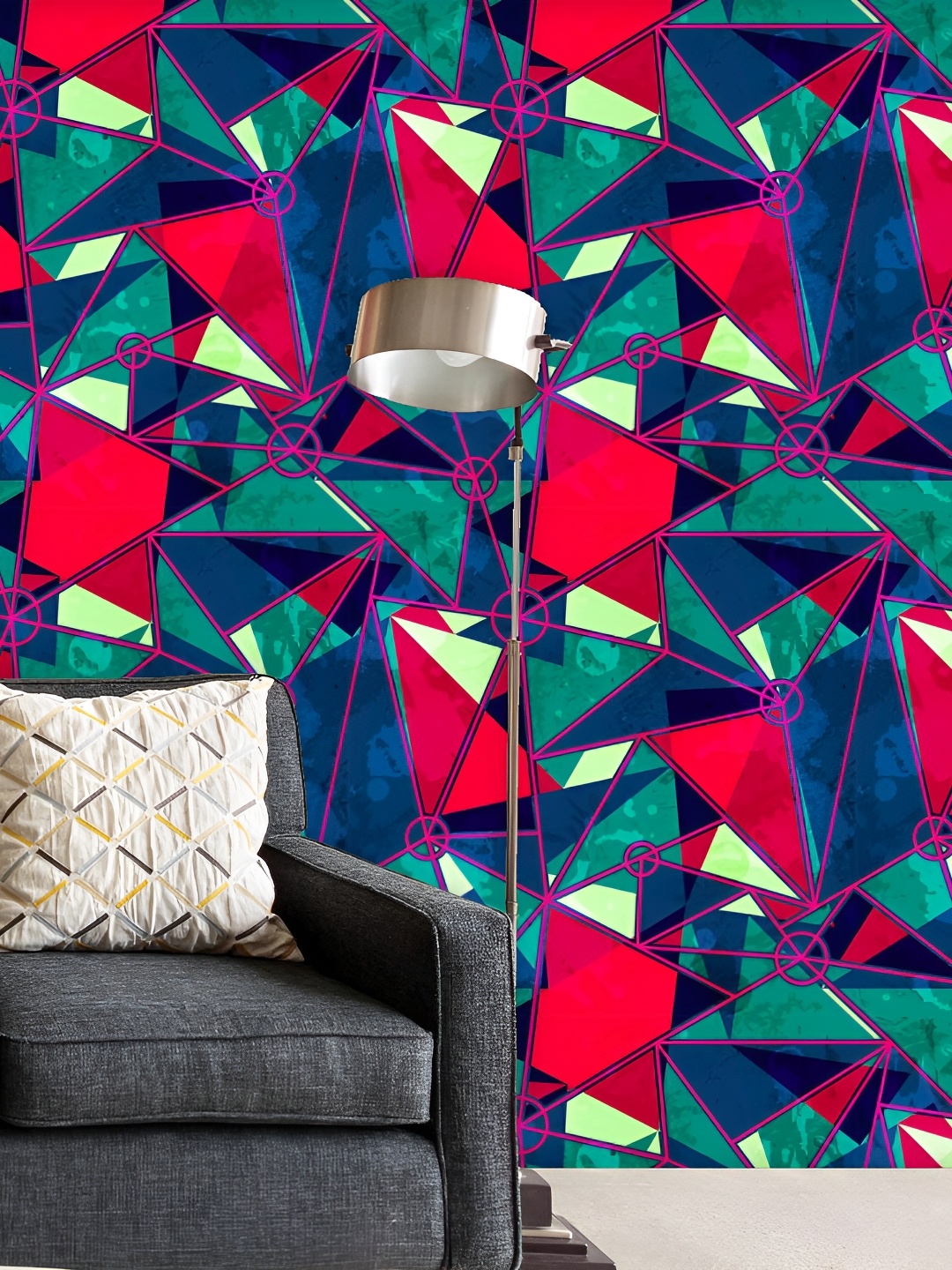 

ArtzFolio Blue & Red Printed Self Adhesive Wallpaper