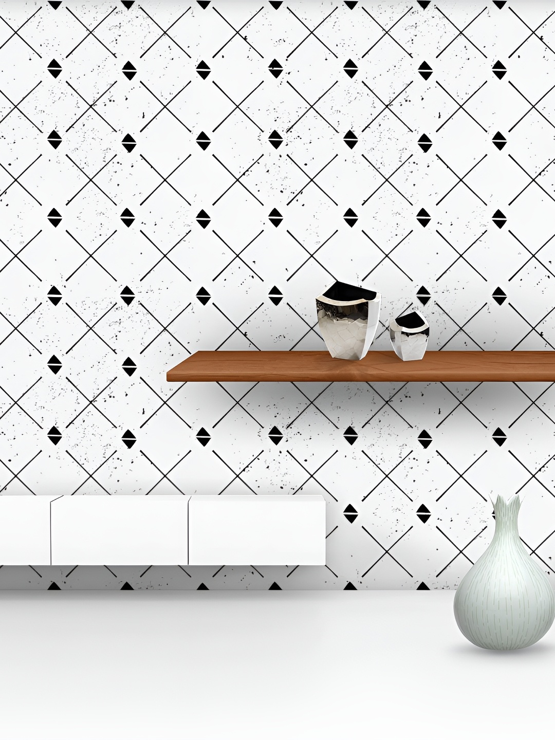 

ArtzFolio White & Black Geometric Printed Self Adhesive Water Resistant Wallpaper