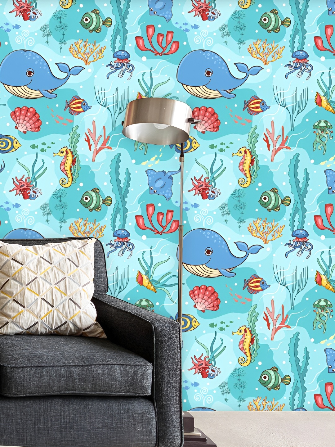 

ArtzFolio Sea Green & Blue Printed Self-Adhesive Wallpaper