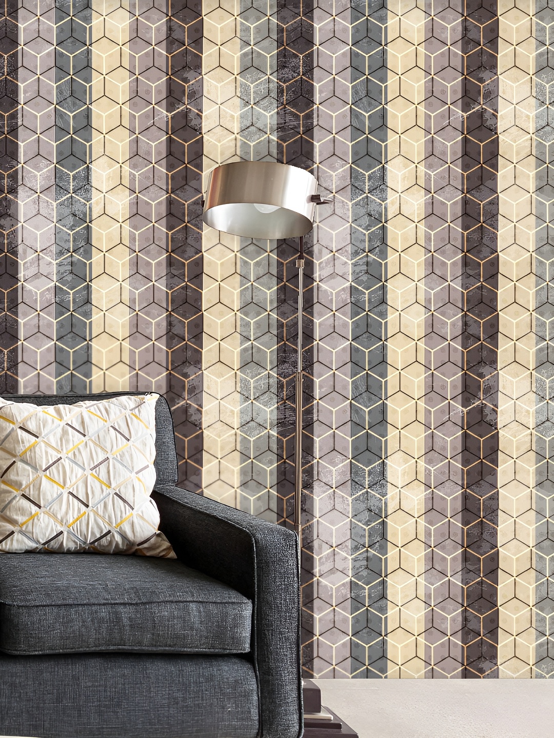 

ArtzFolio Brown & Grey Geometric Printed Self Adhesive Water Resistant Wallpaper