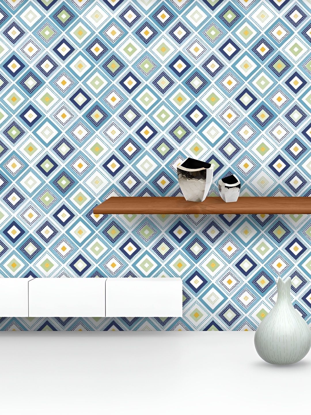 

ArtzFolio Blue & White Printed Self Adhesive Wallpaper