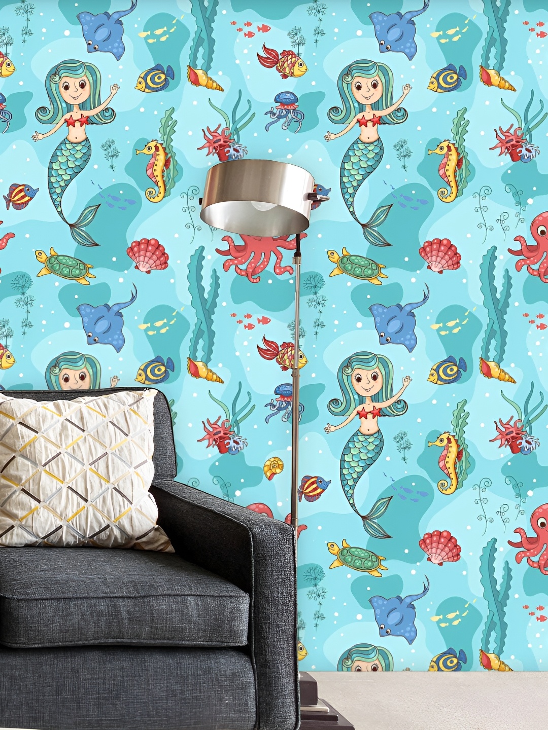 

ArtzFolio Blue & Pink Printed Self Adhesive Wallpaper