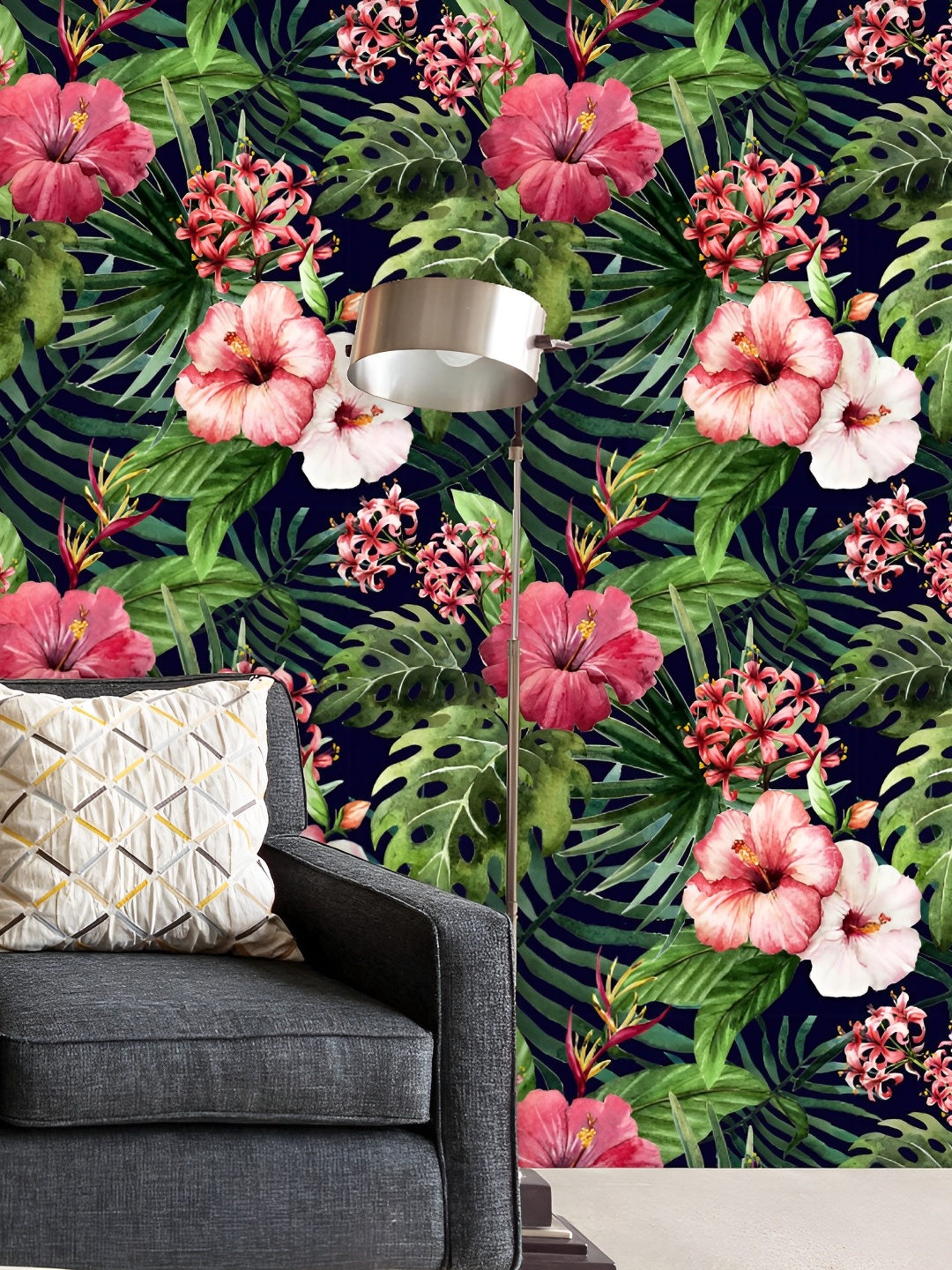 

ArtzFolio Black & Green Floral Printed Self-Adhesive Wallpaper