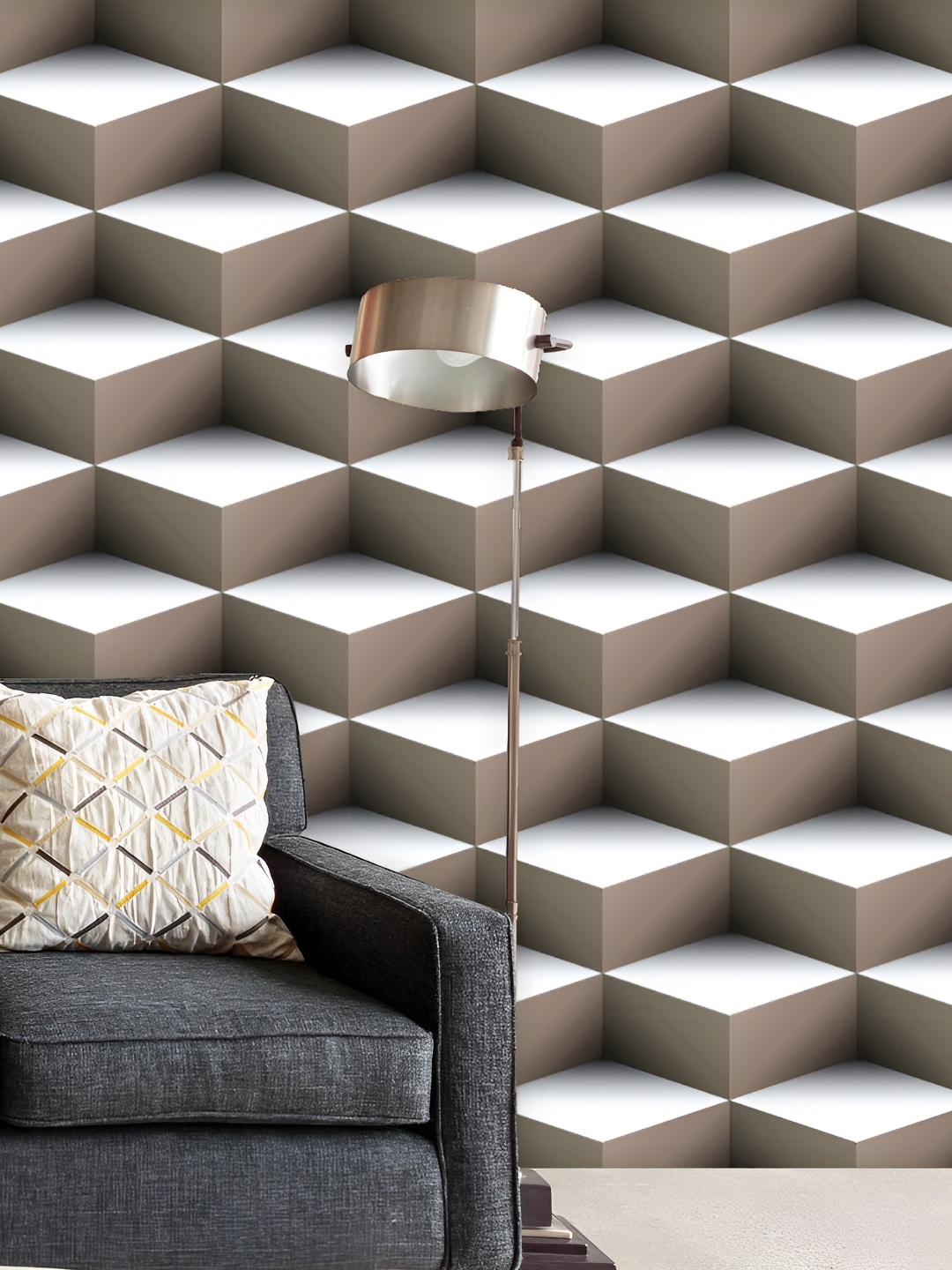 

ArtzFolio White & Taupe Printed Self-Adhesive Water-Resistant Wallpaper