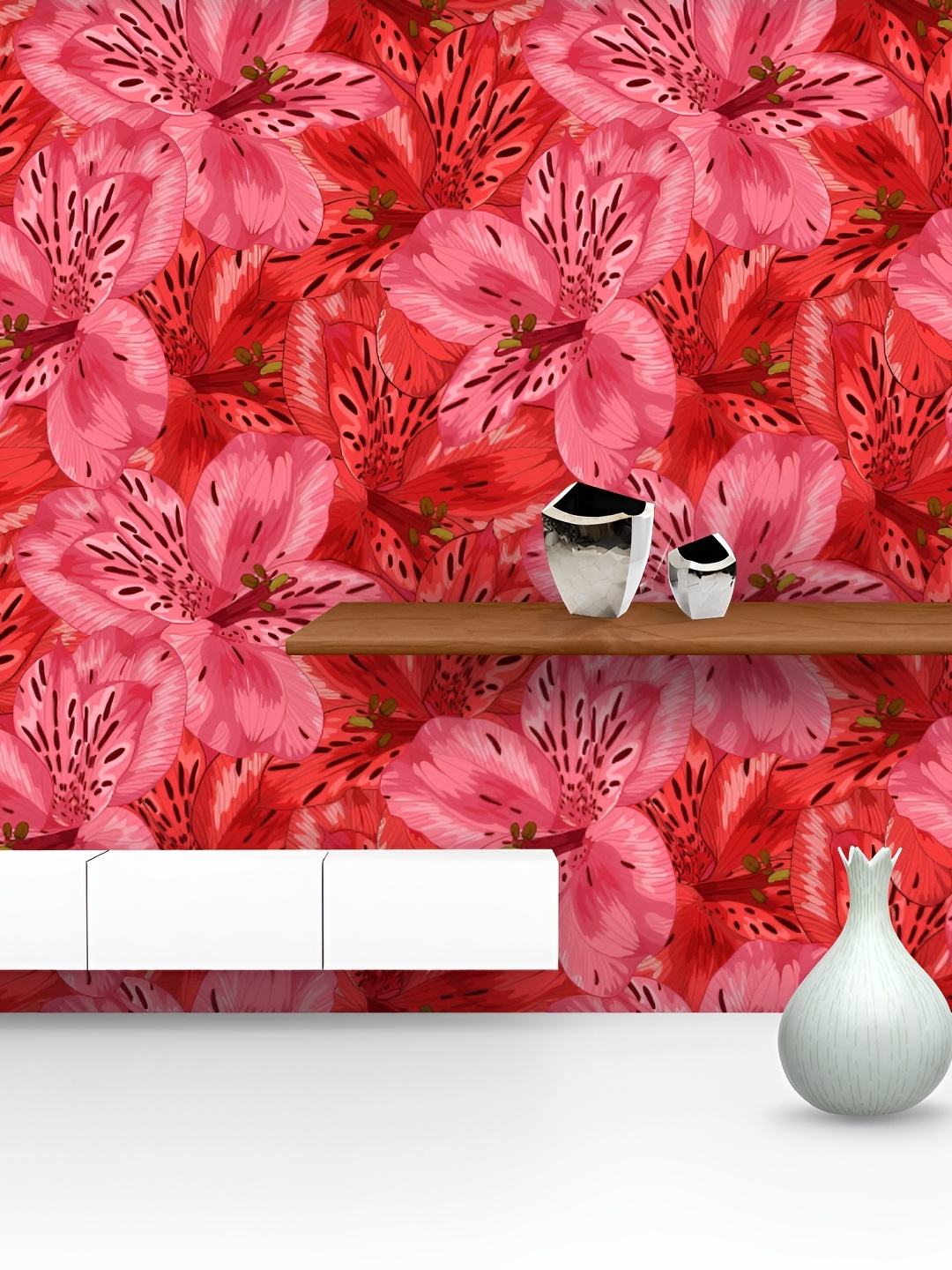 

ArtzFolio Pink & Red Printed Self Adhesive Wallpaper
