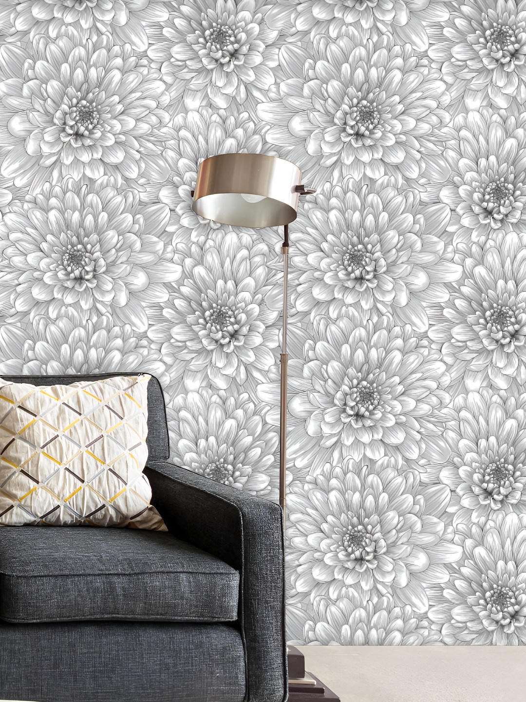 

ArtzFolio Grey & White Printed Self Adhesive Wallpaper