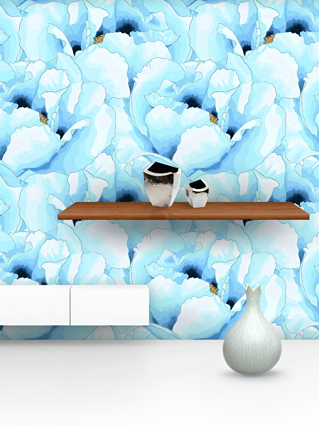 

ArtzFolio Blue & White Printed Self Adhesive Wallpaper