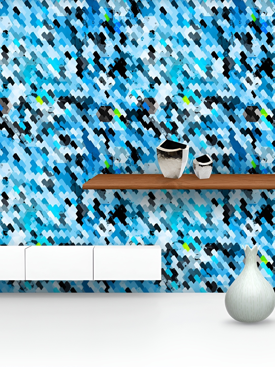 

ArtzFolio Blue & Black Printed Self Adhesive Wallpaper