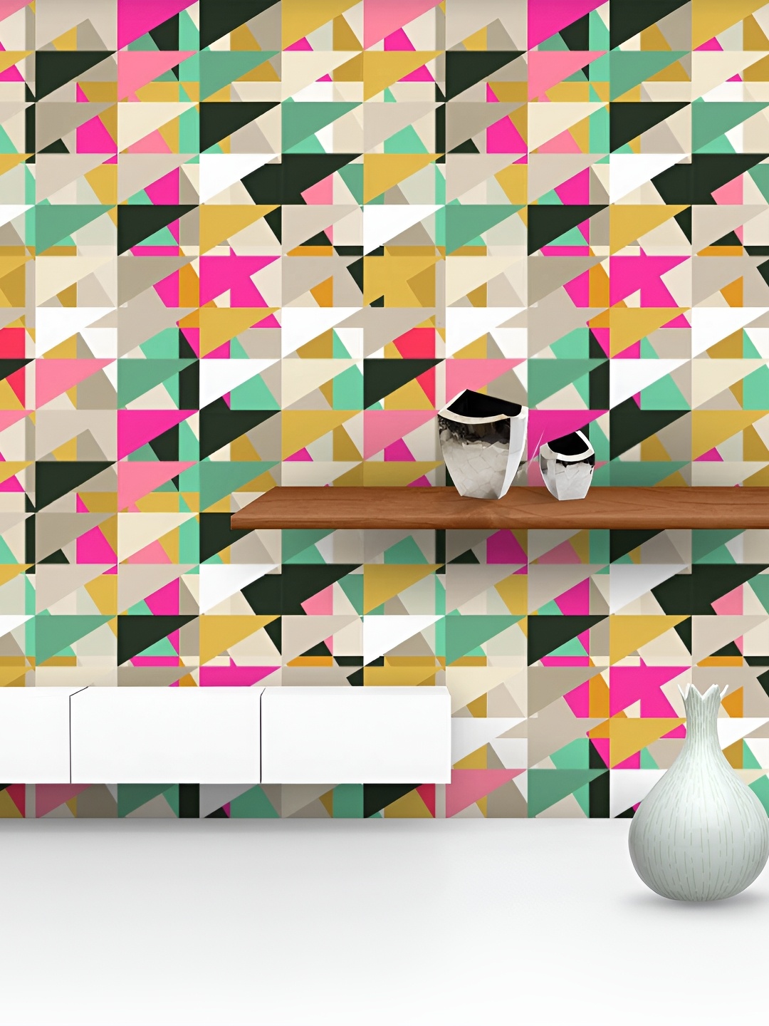 

ArtzFolio Pink & Yellow Geometric Printed Self Adhesive Waterproof Wallpaper