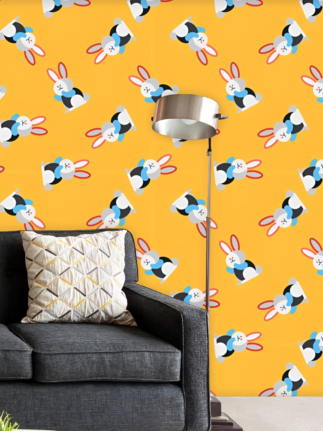 

ArtzFolio Yellow & Grey Printed Self Adhesive Wallpaper