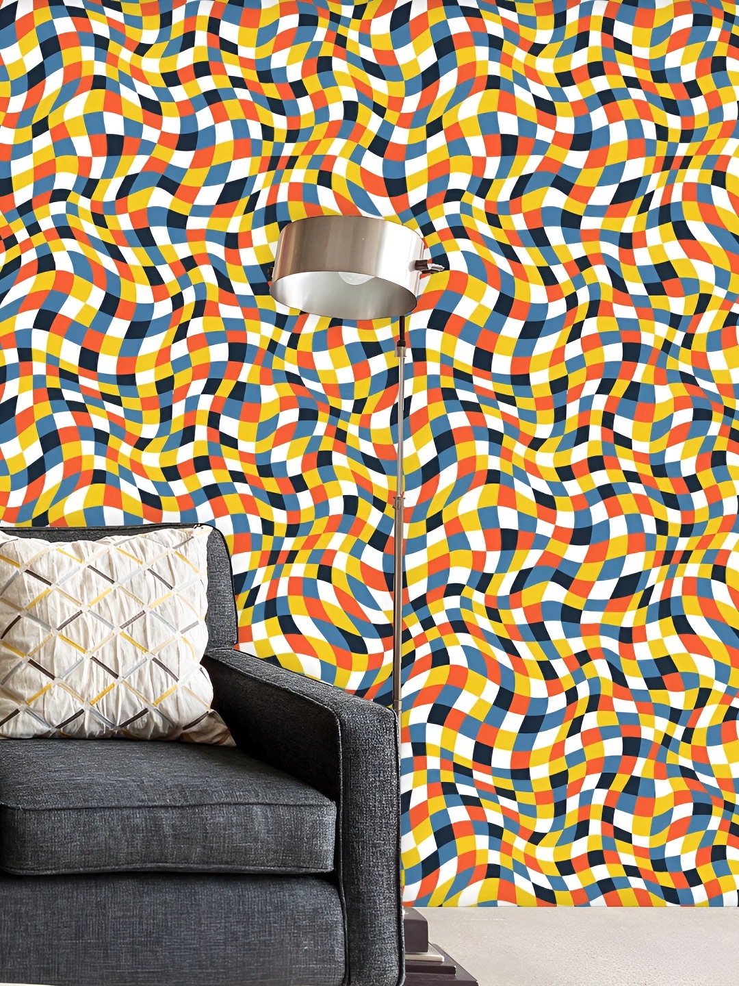 

ArtzFolio Yellow & White Peel & Stick Self-Adhesive Abstract Wallpaper