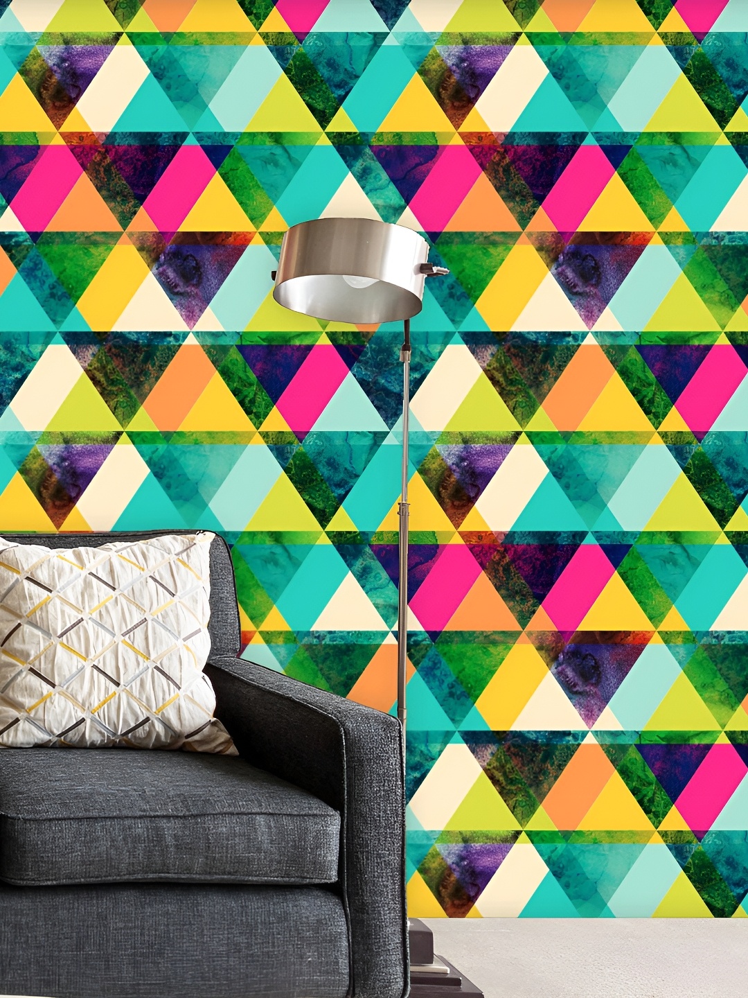 

ArtzFolio Pink & Green Geometric Printed Self Adhesive Waterproof Wallpaper