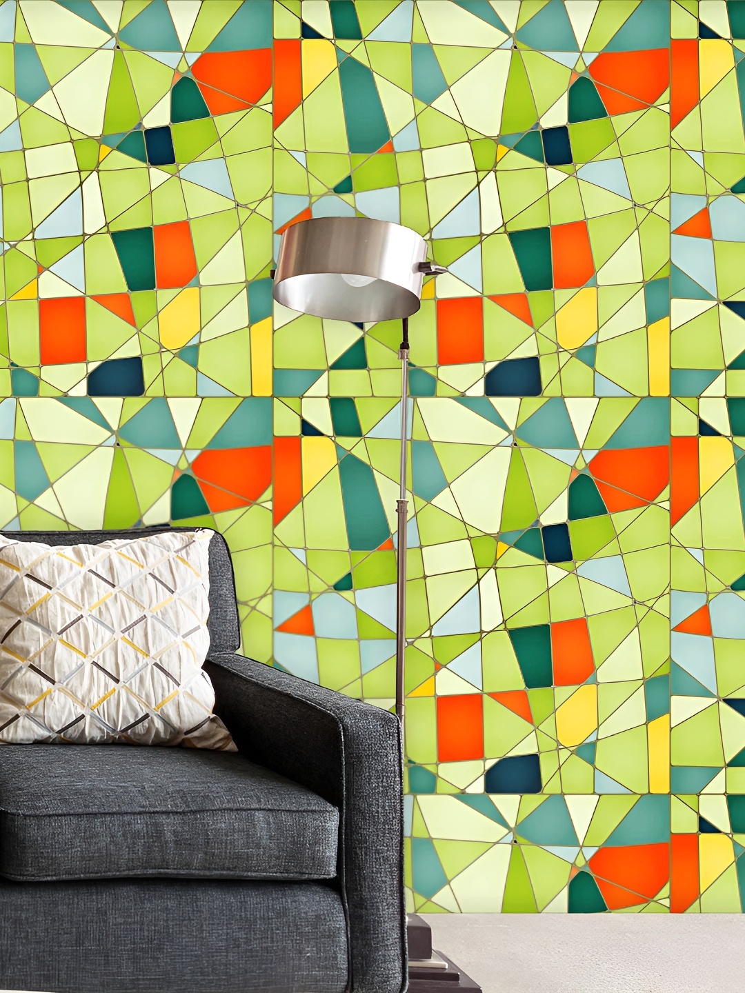 

ArtzFolio Green & Orange Printed Self Adhesive Wallpaper