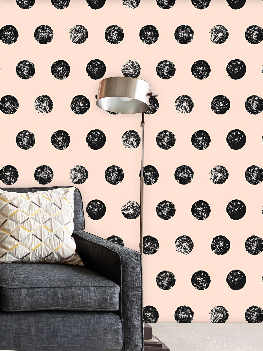 

ArtzFolio Peach & Black Printed Self Adhesive Wallpaper