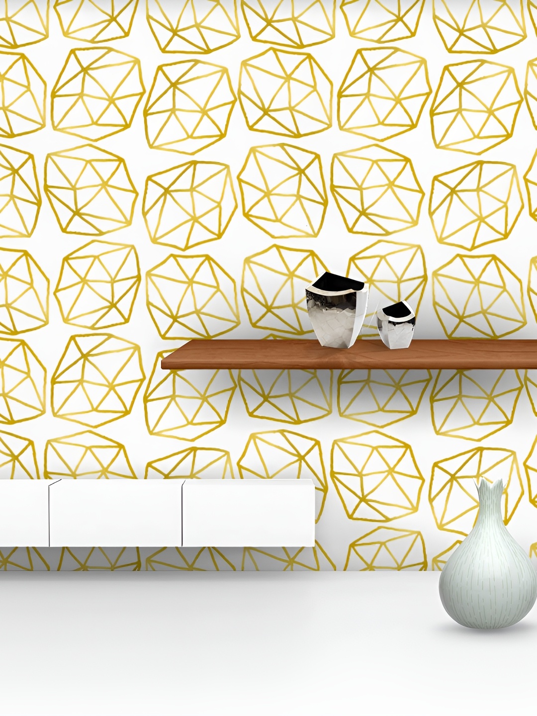 

ArtzFolio White & Yellow Geometric Printed Self-Adhesive Peel & Stick Wallpaper