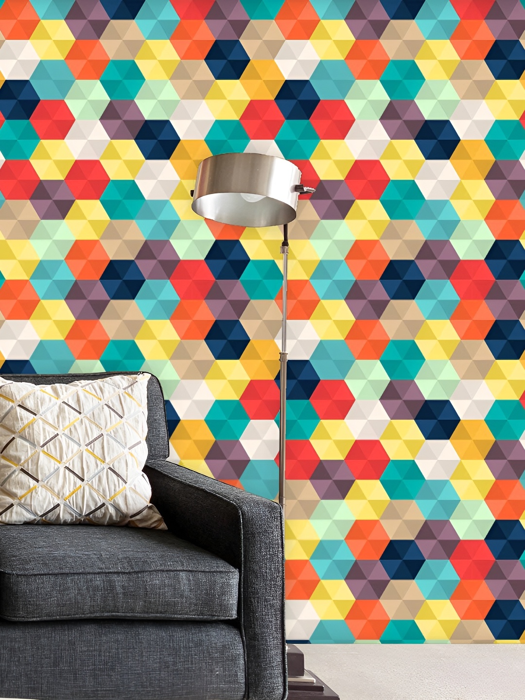 

ArtzFolio Yellow & Orange Geometric Printed Self Adhesive Wallpaper