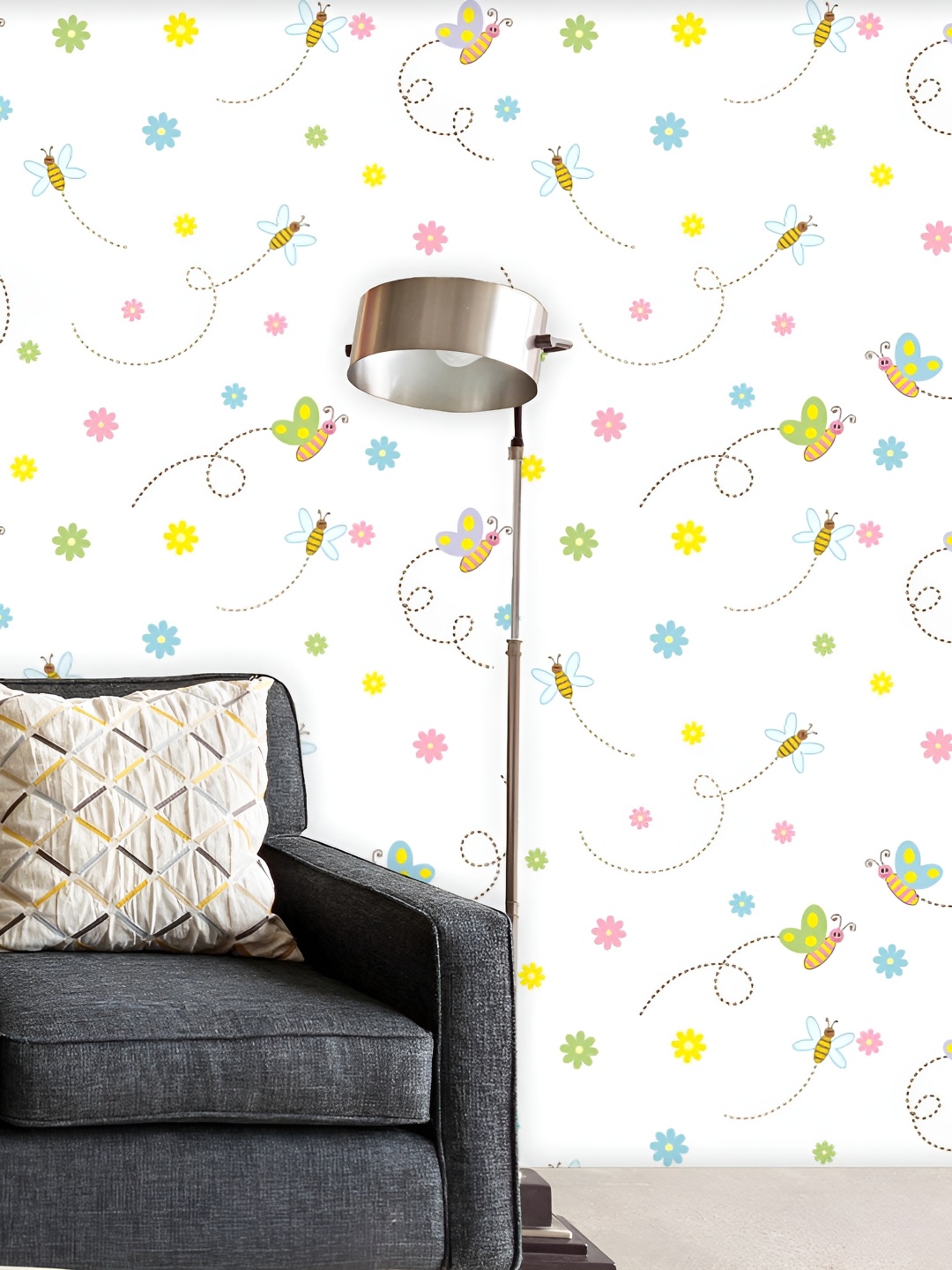 

ArtzFolio White & Yellow Printed Self Adhesive Wallpaper