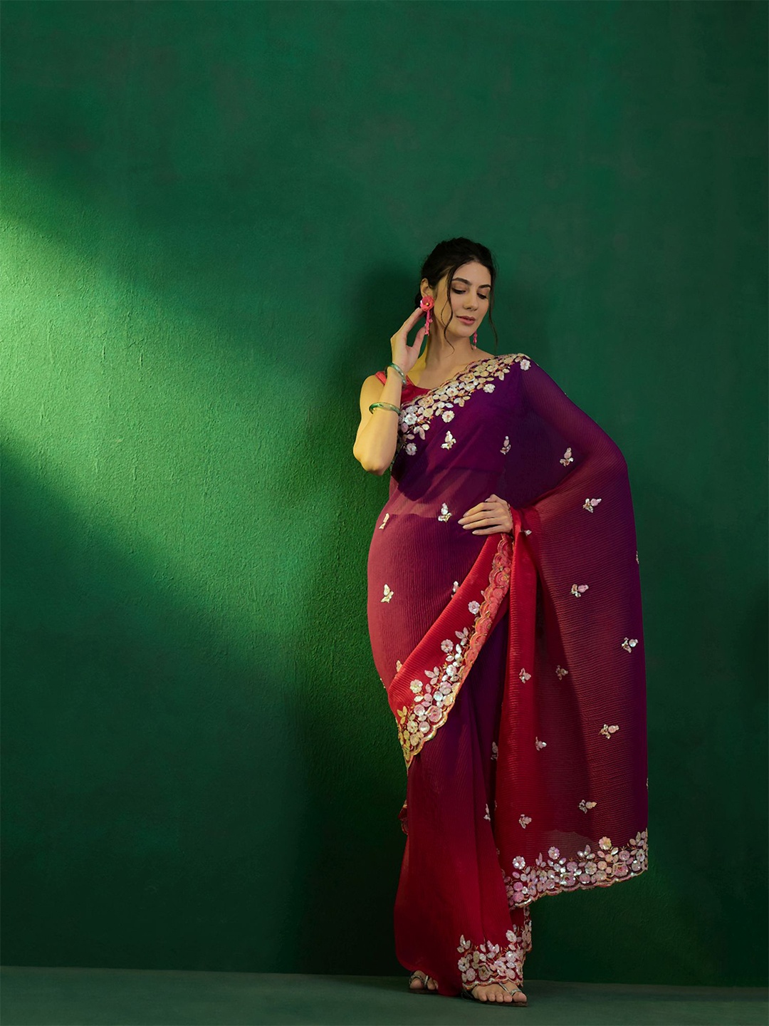 

Dori Embellished Pure Silk Saree, Purple