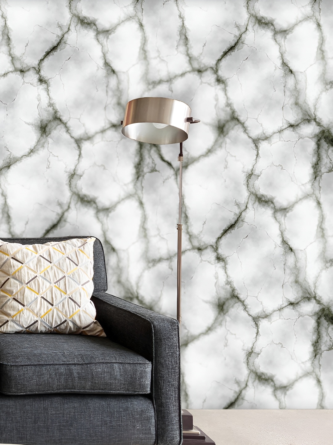 

ArtzFolio Grey & White Printed Self Adhesive Wallpaper