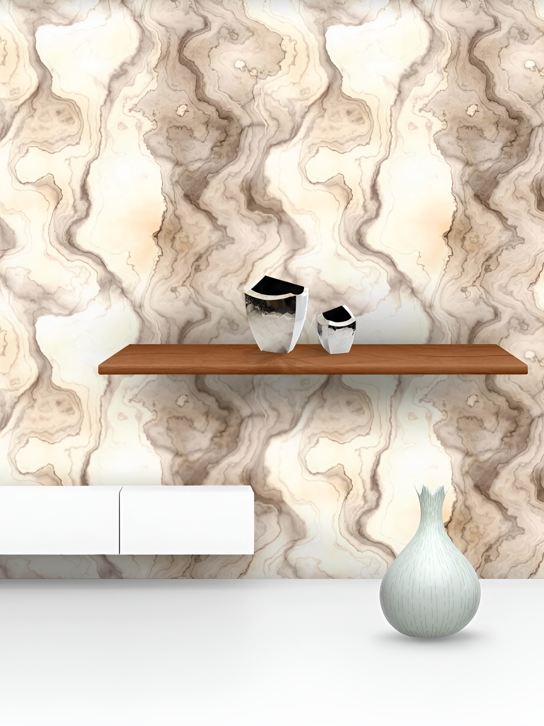 

ArtzFolio Beige Abstract Printed Non-PVC Self-Adhesive Peel & Stick Wallpaper