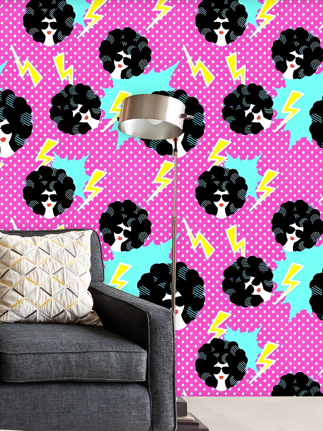 

ArtzFolio Pink & Black Printed Self Adhesive Wallpaper