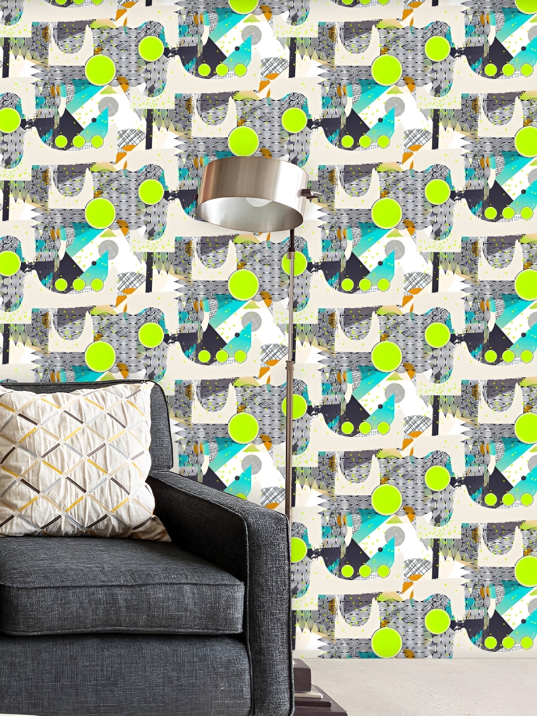 

ArtzFolio Green & Grey Abstract Printed Water Resistant Peel & Stick Wallpaper