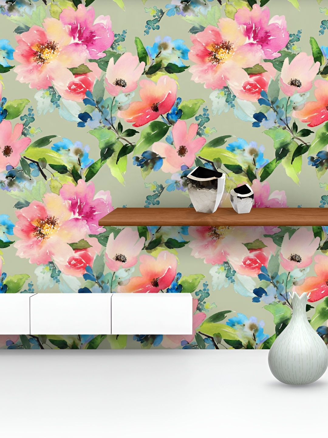 

ArtzFolio Multicolor Floral Printed Easy-to-Peel & Stick Wallpaper, Multi