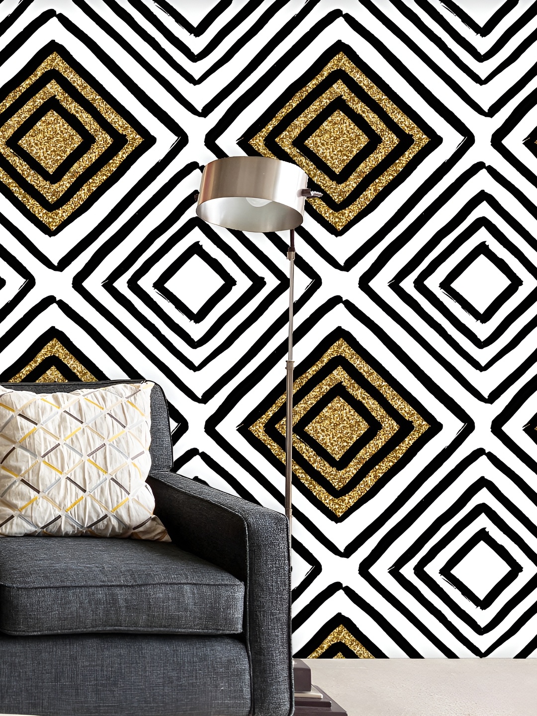 

ArtzFolio White & Black Geometric Printed Self Adhesive Wall Decal