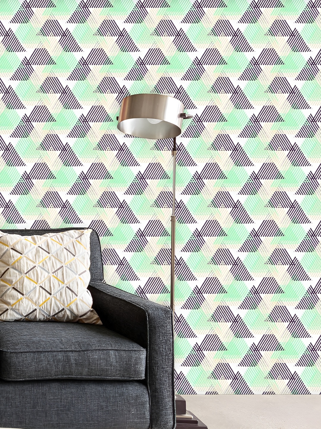 

ArtzFolio White & Green Geometric Printed Self Adhesive Wall Decal