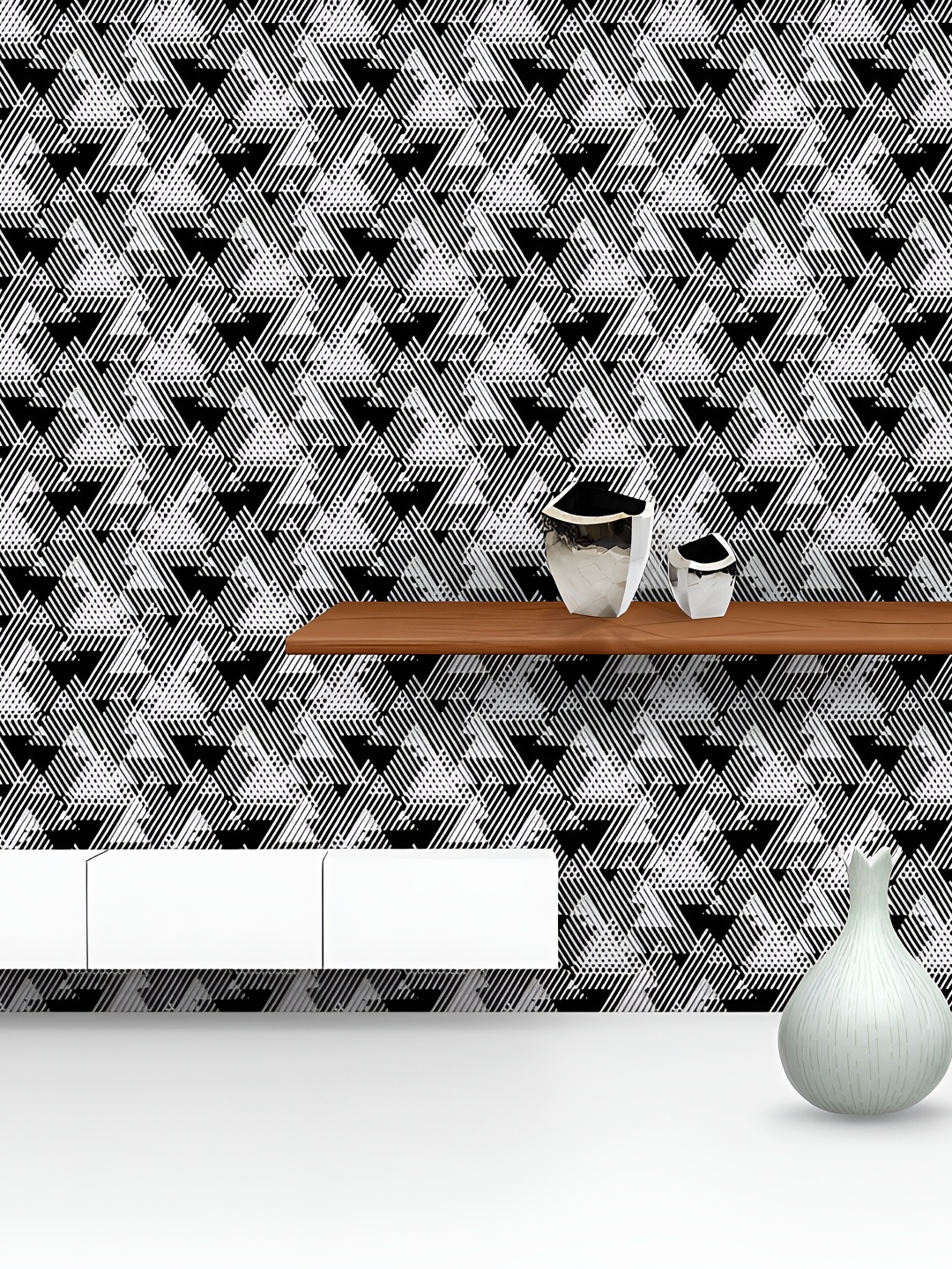 

ArtzFolio Black & White Geometric Printed Peel & Stick Wall Decal