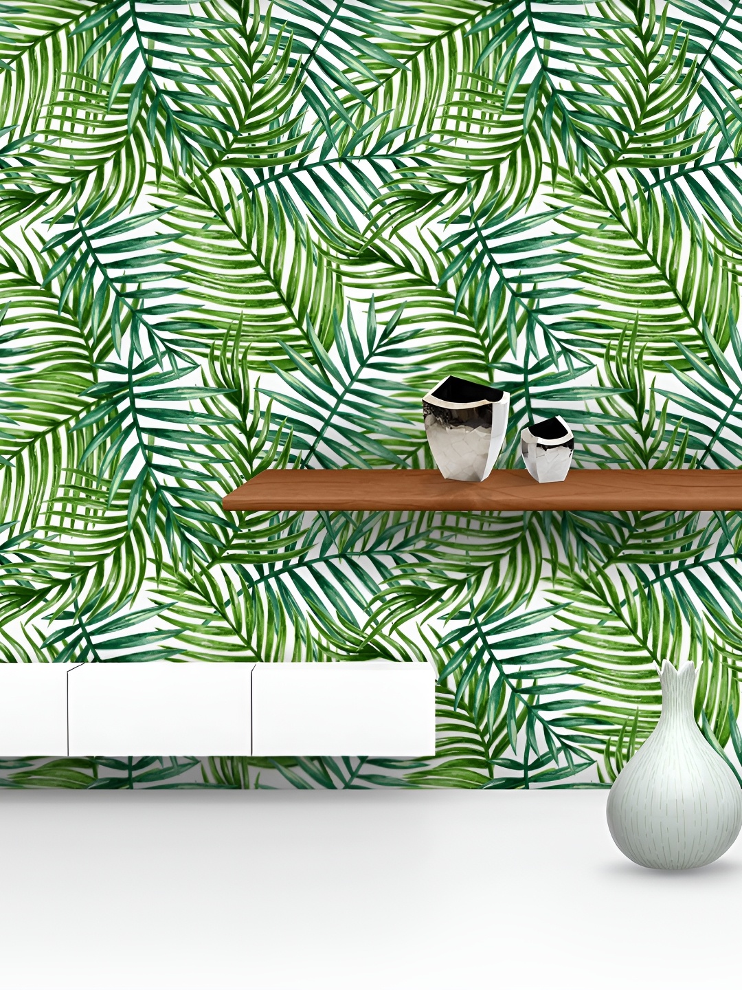 

ArtzFolio Green and White Printed Self-Adhesive Peel & Stick Wallpaper Sticker