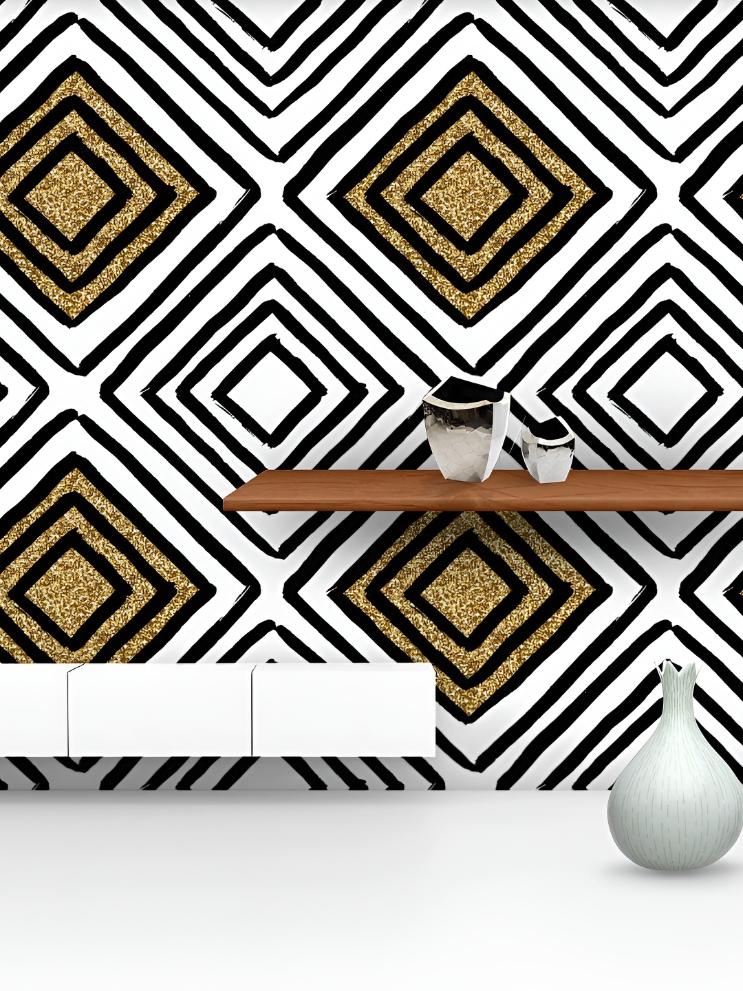 

ArtzFolio Geometric Print Peel & Stick Non-PVC Vinyl Self-Adhesive Wall Sticker, White