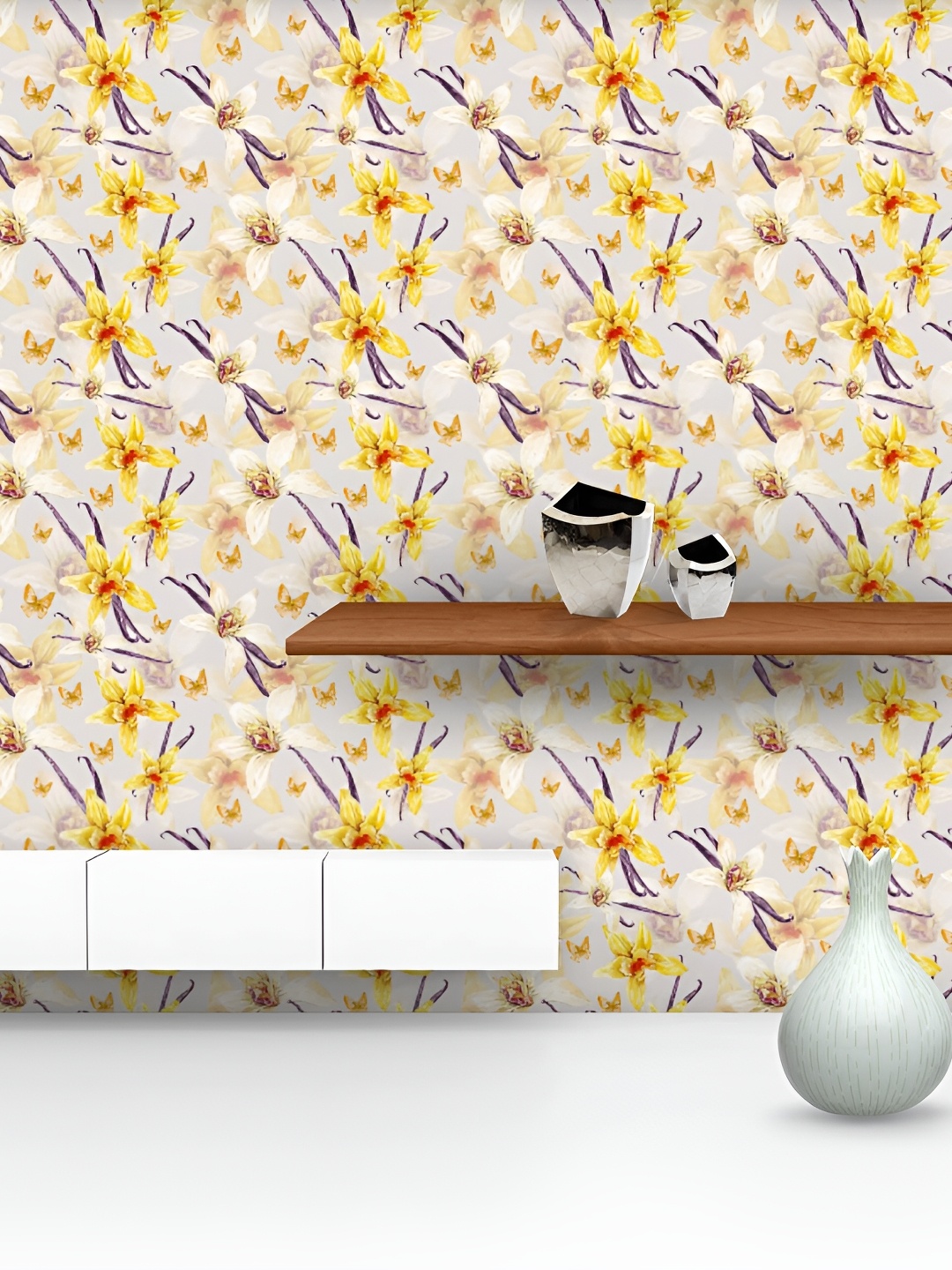

ArtzFolio Cream & Yellow Floral and Botanical Self-Adhesive Peel & Stick Wall Sticker