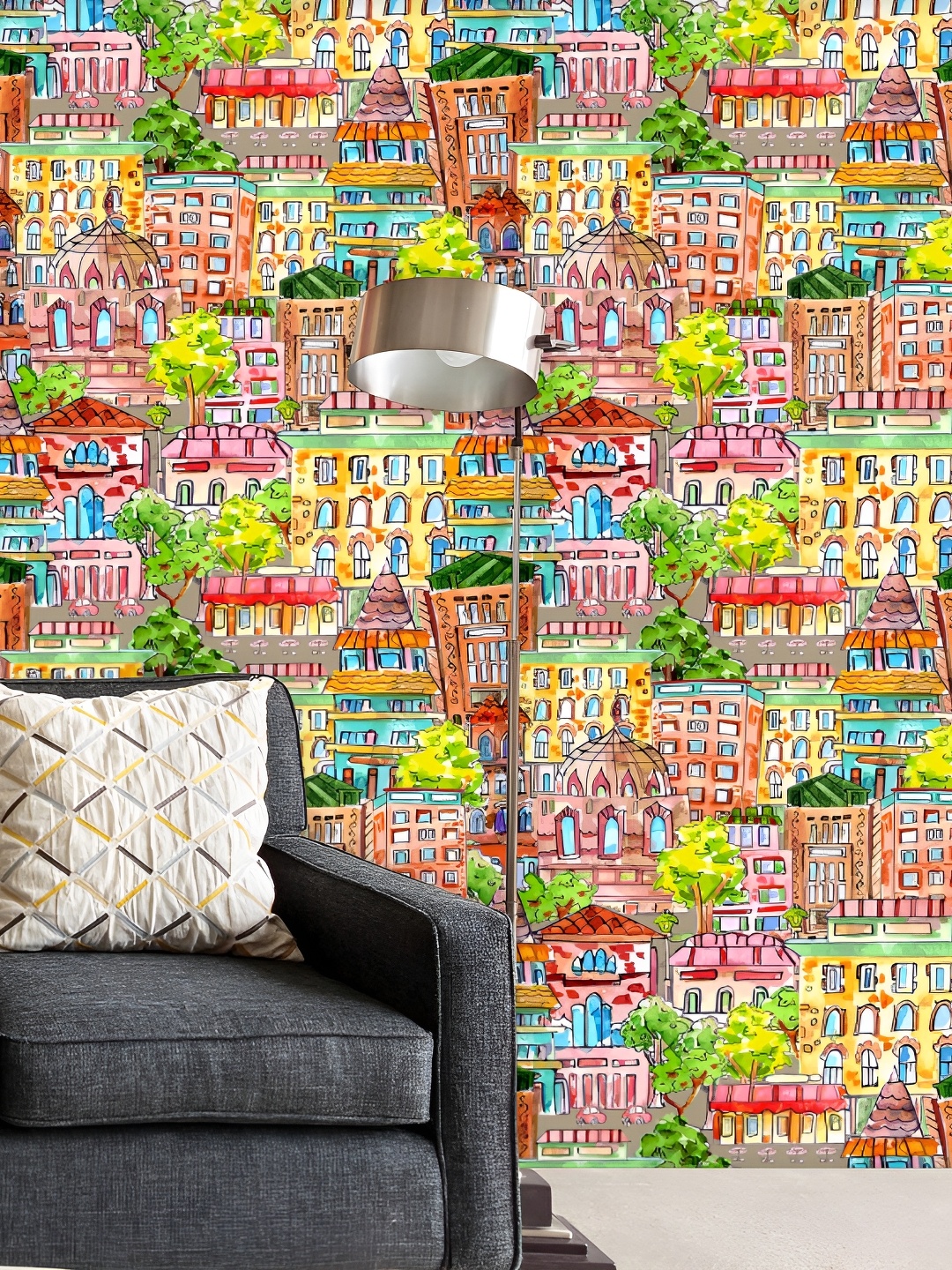 

ArtzFolio Cityscape Print Peel & Stick Non-PVC Vinyl Self-Adhesive Wall Sticker, Multi