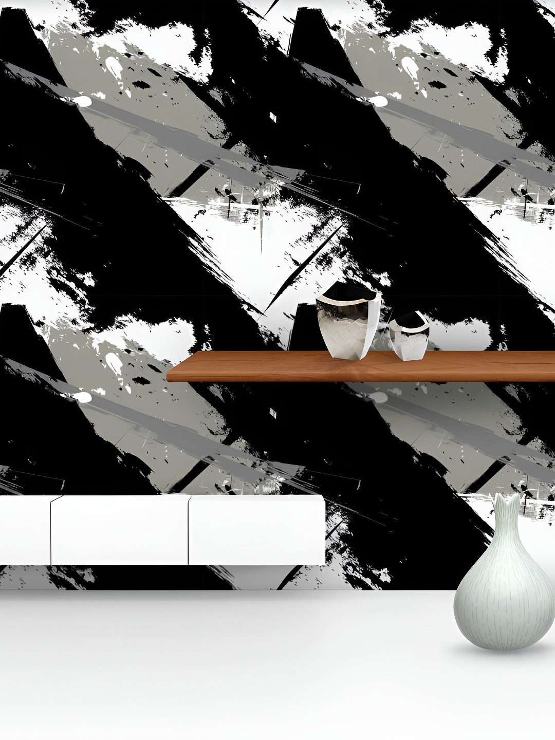 

ArtzFolio White & Black Striped Printed Self Adhesive Wallpaper