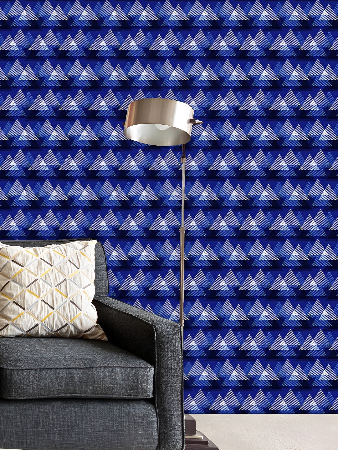 

ArtzFolio Blue & White Geometric Printed Peel & Stick Wallpaper