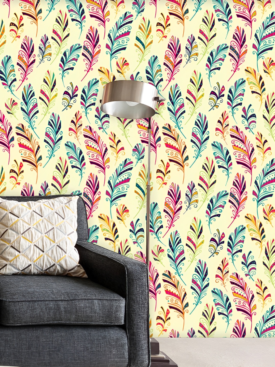 

ArtzFolio Yellow & Blue Floral Printed Self Adhesive Waterproof Wallpaper
