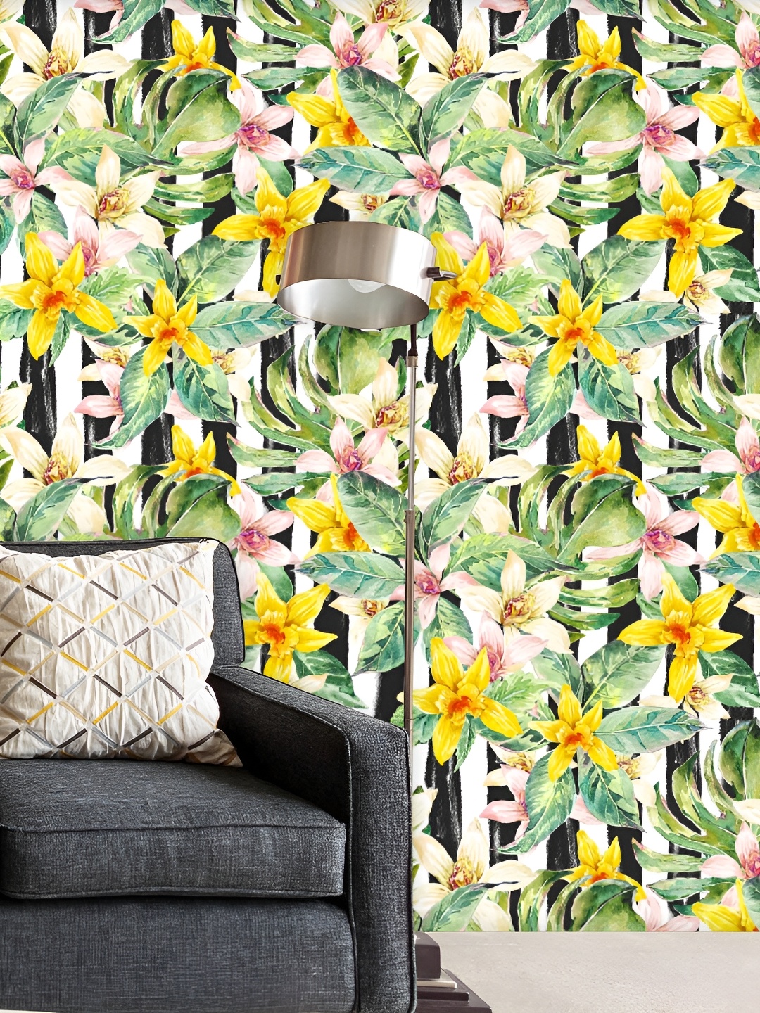 

ArtzFolio Green & Yellow Floral Printed Peel & Stick Wall Decal