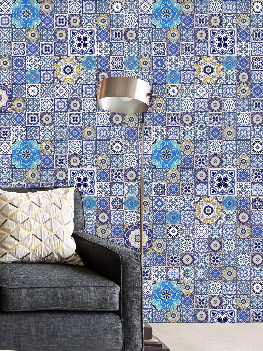 

ArtzFolio Blue & White Ethnic Motifs Printed Self-Adhesive Peel & Stick Wall Stickers