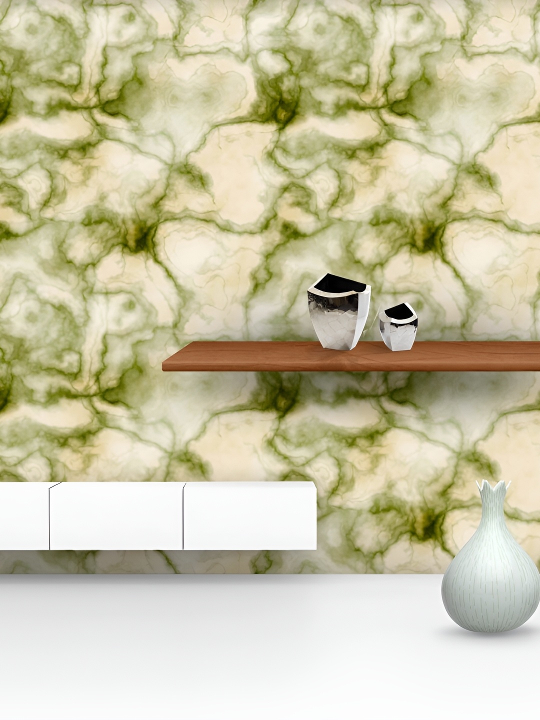 

ArtzFolio Cream & Green Self-Adhesive Peel & Stick Wallpaper