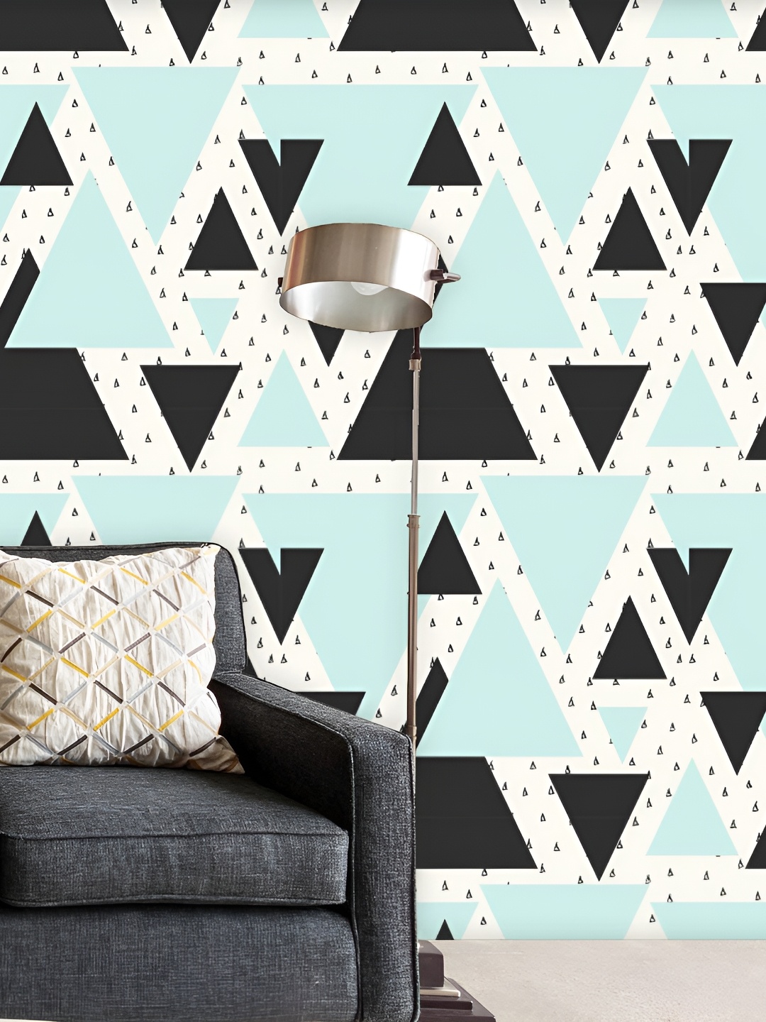 

ArtzFolio Blue & White Geometric Printed Self Adhesive Waterproof Wallpaper