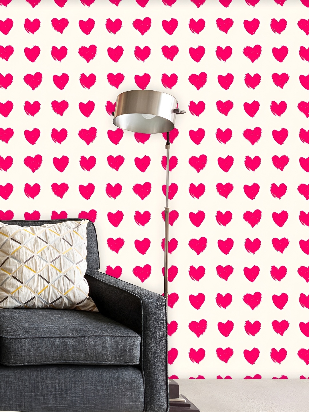 

ArtzFolio White & Pink Hearts Printed Self-Adhesive Peel & Stick Wall Stickers