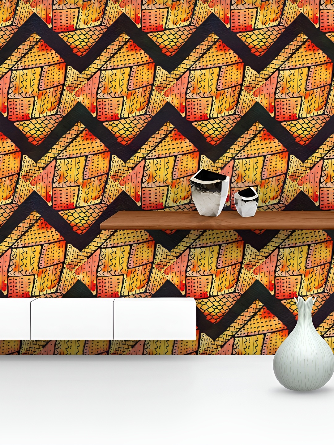 

ArtzFolio Yellow & Black Printed Self-adhesive Water-Resistant Wallpaper