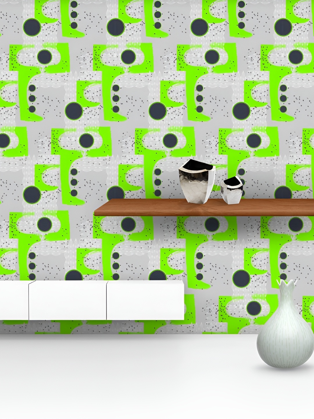 

ArtzFolio White & Green Abstract Printed Peel & Stick Wallpaper