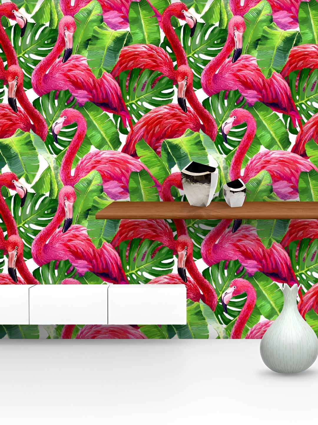 

ArtzFolio Pink & Green Flamingo Printed Self Adhesive Waterproof Wallpaper