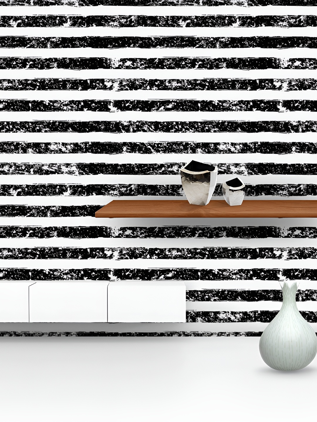 

ArtzFolio Black & White Abstract Stripes Water Proof Peel & Stick Wallpaper