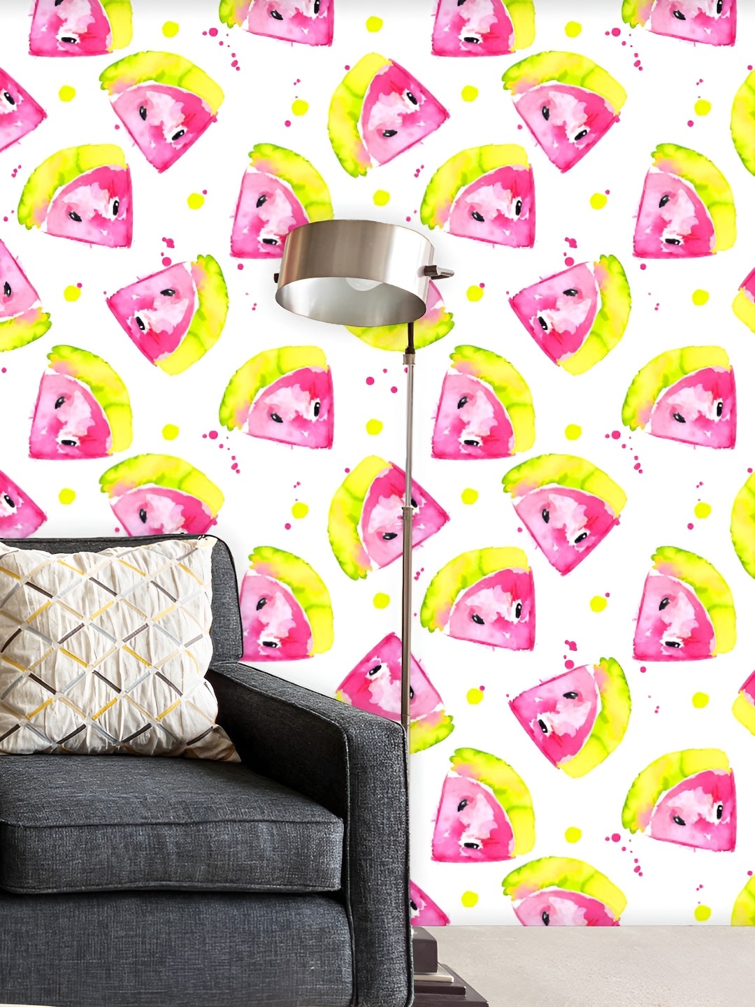 

ArtzFolio White & Pink Watermelons Printed Self-Adhesive Peel & Stick Wallpaper