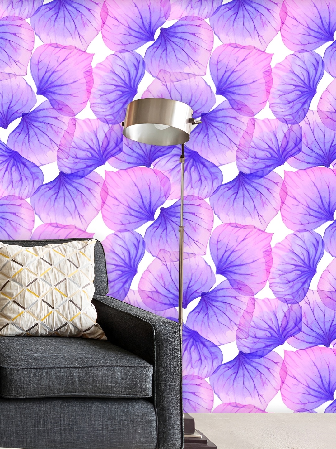 

ArtzFolio White & Purple Floral Printed Self Adhesive Wall Decal
