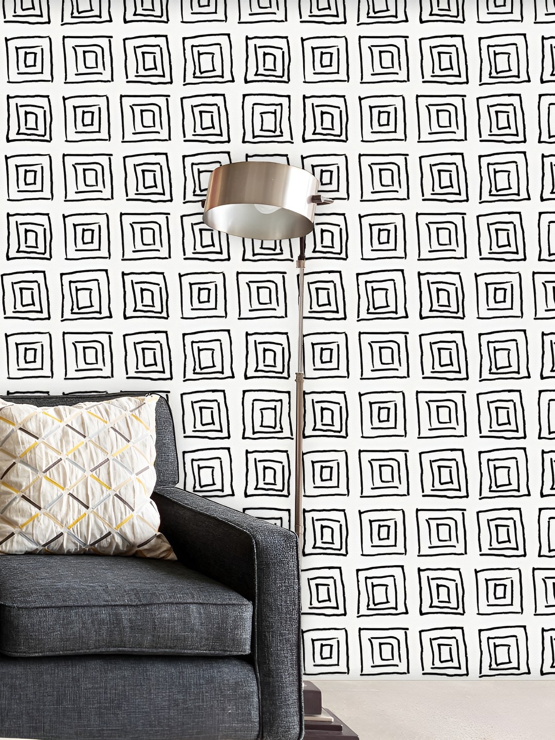 

ArtzFolio White & Black Geometric Printed Self-Adhesive Water Resistant Wall Wallpaper