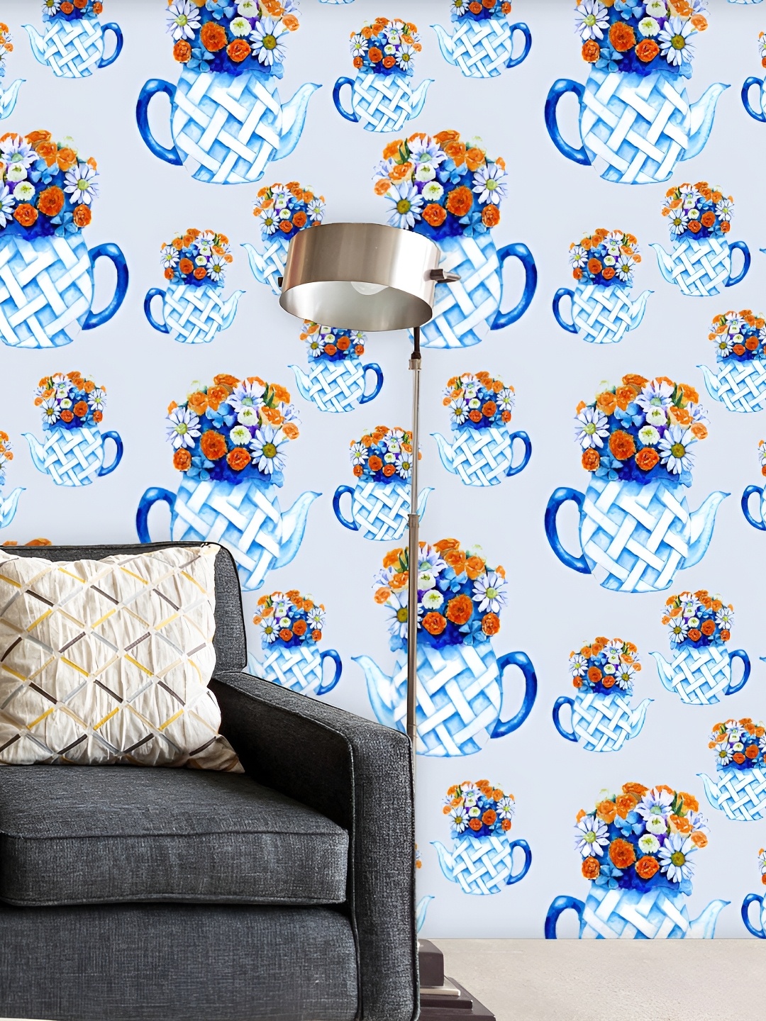 

ArtzFolio Blue & White Printed Peel & Stick Wall Decals